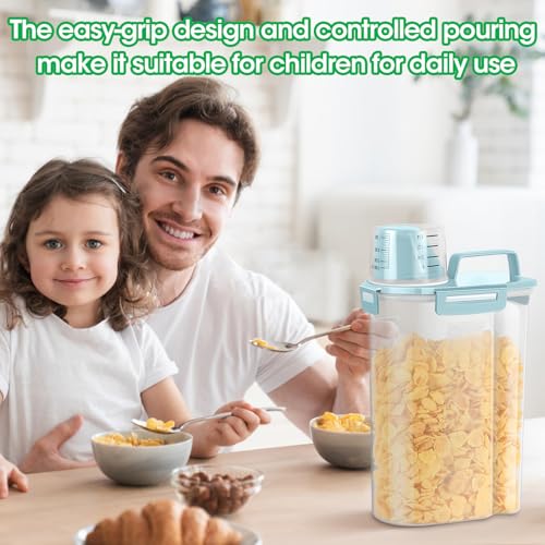 TBMax Rice Container Cereal Storage Container 2 Pack 5 Lbs, Plastic Kitchen Pantry Food Storage Container with Cup, Small Pet Dog Cat Food Dispenser -Blue - color: Blue 3+3Qt