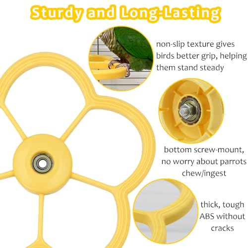 Washable Bird Spinning Perch Toy, with 1.8'' Washer Fit Most Cages | 360° Rotation Perch with Anti-Slip Texture, Sturdy Hanging Parakeet Cage Toy for 1-2 Birds Cockatiels Budgies Lovebirds - color: Yellow