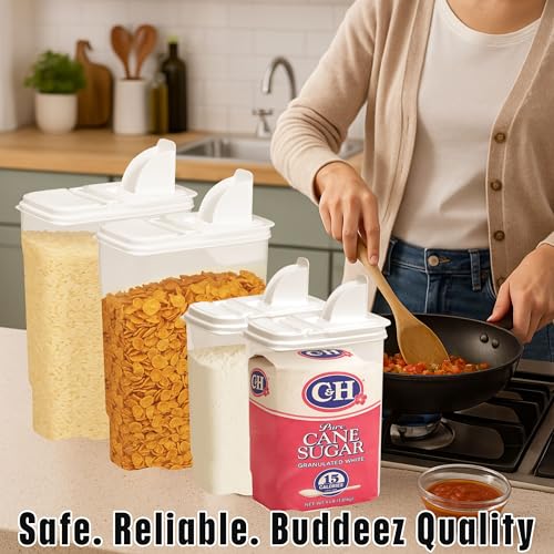 Buddeez Bag In All Purpose Food 4 Piece Dispenser Set - Includes 2 x 8 Quart and 2 x 3.5 Quart Containers - Pet and Pantry Storage