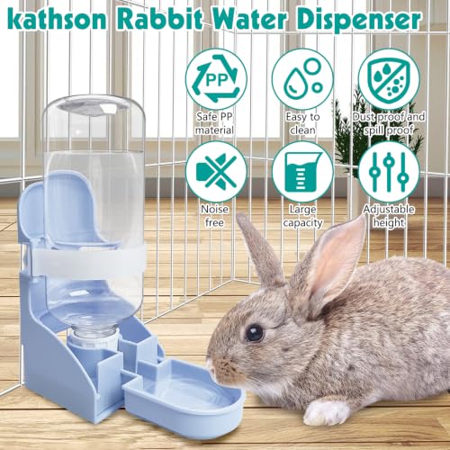 kathson Rabbit Water Bottle, 17oz Hanging Water Fountain Automatic Dispenser No Leak WaterFeeder for Bunny Chinchilla Guinea Pig Hedgehog Ferret, Blue - size: 1PCS Water Dispenser, Blue
