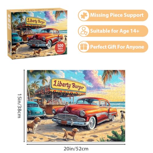 500 Piece Puzzle for Adults, Beach Store Puzzle, Recycled Cardboard Car Dog Jigsaw Puzzles 500 Pieces, Challenging Puzzles Game Home Decor Birthday Party Gift Toy for Seniors 20.5 * 15 inch - style: Beach Store