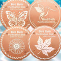OICEME Bird Bath Purification Disc Pure Copper Outside Birdbath Solar Power Water Backyard Winter Humming Cleaner Solar Power Pedestal Fountain Bowl Metal Warmer Gift Accessories - color: Gold 4 PCS Bird&Butterfly&Daisy&Leaf