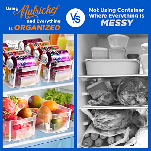 NutriChef Set of 8 Refrigerator Bins-4 Wide and 4 Narrow Stackable Fridge Organizers for Freezer, Kitchen, Countertops, Cabinets-Designed with Practical Carry Handles and Interior, 8 containers, Clear - style: 8-Piece