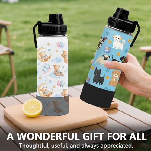 Dog 18 oz Water Bottle, with 2 Lids Handle, Insulated Sports Cup | 18oz Stainless Steel Travel Tumbler, Reusable Leak proof Cup, Anti Slip Boot Mug,Christmas Birthday Dog Gift for Son - color: Dog