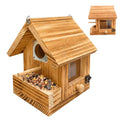 Window Bird Houses for Outside with Clear See-Through Viewing Window | 2-in-1 Wooden Birdhouse with Feeder, Suction Cups & Hanging Rope, Carbonized Wood Bird House for Bluebird Wren Finch - color: Side