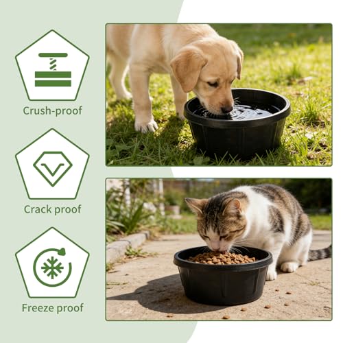 4Pcs Rubber Feeder Pan,2 Quart Feed Bucket | 8.2 x 4.8inches Utility Feed Bucket,Small Animal Food Trough for Chickens Rabbits Cats and Dogs Durable Outdoor - color: Black-2Quart, size: 4PCS