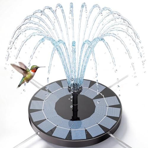 AISITIN 2.5W Solar Bird Bath Fountain Pump, with 6 Nozzles & 4 Fixer | 6.7" Solar Fountain Pump, solar pump for fountain for Garden, Ponds, Pool, Fish Tank, Outdoor and Aquarium
