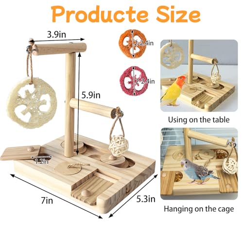 Bird Foraging Toys Parrot Enrichment Puzzle Toy Bird Playground Exploring Platform with Perch Chewing Toy for Small Birds Parakeet Cockatoo Budgie