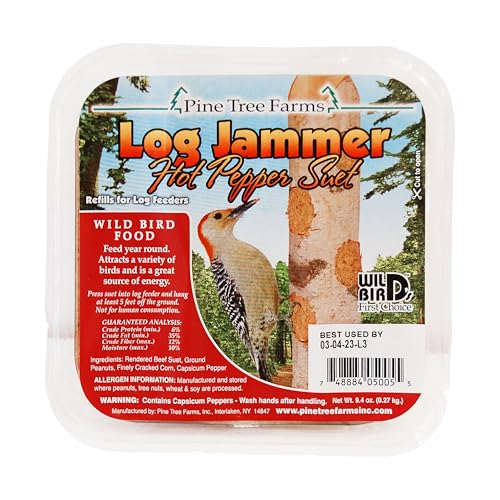 12 Packs of Pine Tree Farms Log Jammer Hot Pepper Suet- 3 Plugs Per Pack - size: 3 Count (Pack of 12)