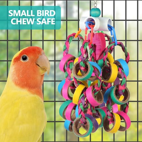 lovyoCoCo Bird Toys Conure Toys,Bird Parrot Foraging Shredder 24 Pcs Colorful Bagel Chewy Rings for Small Parrots Parakeets Conures Cockatiels Love Bird Cage Accessies (W) - color: W