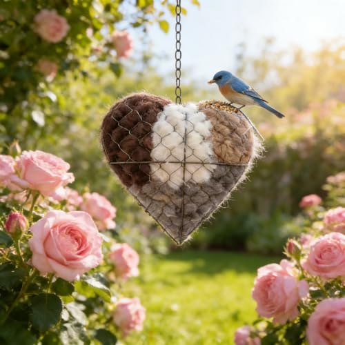 Handmade Fiber Bird Nesting Heart Build Birdhouse Wool Material Balls for Wild Birds
