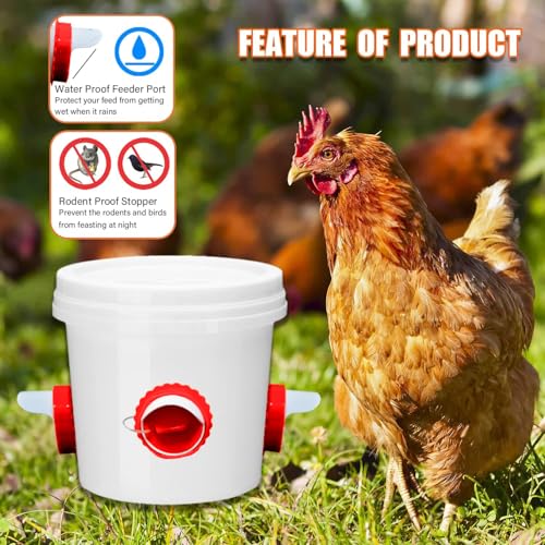 6 Pack Chicken Feeder Port Kit, No Waste Rainproof Poultry Feeder | DIY kit, automatic poultry feeder ports; angled port stops feed waste; rainproof cover; BPA free; for hens ducks geese - size: 6-Pack
