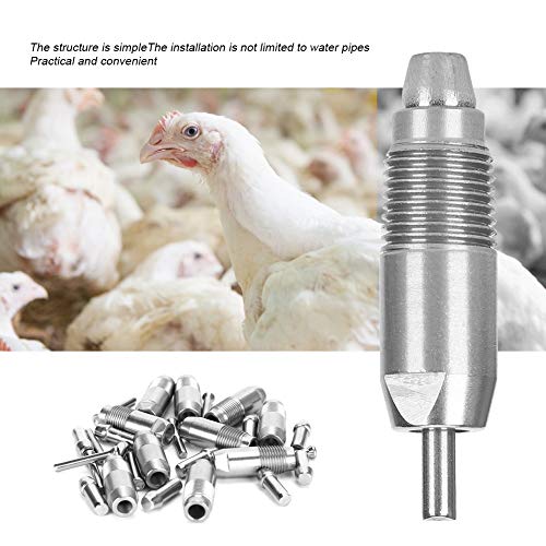 10pcs Automatic Chicken Waterer Nipple Drinker Stainless Steel Chicken Water Nipple Drinker Feeder Automatic Chicken Drinking Nipple