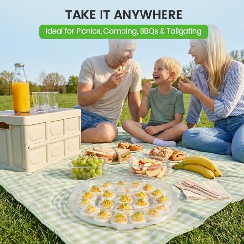 HANSGO Deviled Egg Containers with Lid, Deviled Egg Platter Carrier, Clear | Deviled Eggs Tray With 22 Slots for Party, Home Kitchen and Other Festival - color: Transparent