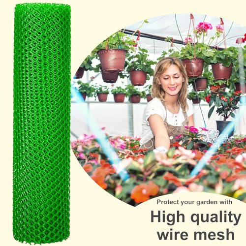 Plastic Wire Mesh Fence 16in x 10Ft Plastic Chicken Wire Mesh for Poultry, Dogs, Rabbit, Snake Barrier & Gardening Versatile Plastic Fencing (16in x 10Ft, Green) - color: Green, size: 16in x 10Ft