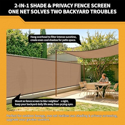 90% Sun Shade Cloth for Garden 6x8Ft UV Resistant Mesh Tarp,Mocha - color: Mocha, size: 6' x 8'-Finished Size