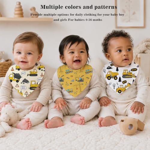 Baby Organic Cotton Teething Cloth Newborn Baby Burp Cloth Bandana Drool Cloth for Drooling Cotton Baby Gifts - color: Construction Truck