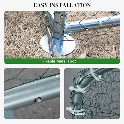 VINGLI Chicken Coop, Large Metal Poultry Cage for Chicken Run, Walk-in Chicken Pen with Waterproof & Anti-UV Cover Outdoor (Silver-Spire Roof, 9.8 * 9.8 * 6.5 ft) - color: Silver-Spire Roof, size: 9.8*9.8*6.5 ft