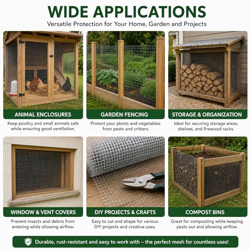 Hardware Cloth 1/4in 48inx100ft Hot Dip Galvanized 23 Gauge Chicken Wire Fencing Roll Poultry Animal Netting Cage Screen Chicken Coop Accessories Garden Plant Supports - size: 1/4'' 48'' X 100'