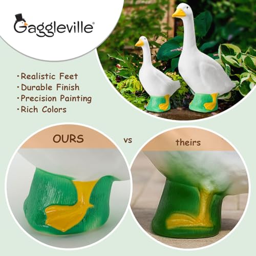 Fox Valley Traders Official Gaggleville 23" Large White Goose, Plastic Garden Décor, Vibrant and Clean Painted Goose Feet - Indoor or Outdoor Decorative Figurine for Garden, Patio, or Entryway Accent - size: Large