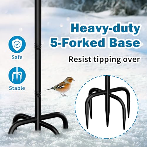 Heated Bird Bath for Outside Winter, Powerful 100W Thermostat Control Heated Bird Baths for Outdoors with 5-Prong Metal Stake, Heated Birdbath Water Heater for Garden Yard Patio Lawn (Blue) - color: Blue
