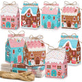 Zhanmai Christmas Treat Boxes Candy Gingerbread House Mini Christmas Party Favor Box Small Paperboard Gift Container for Xmas Holiday Party Treat Cookie Goodie Snack Gift Packaging - style: Pastel House