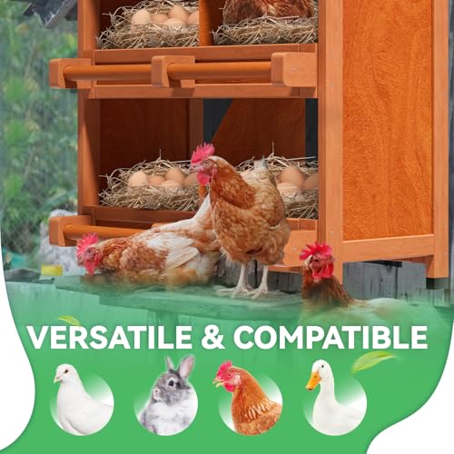 4-Compartment Chicken Nesting Boxes, Spacious for Large Breeds, Premium Pine Wood & Weather-Resistant PVC Sloped Roof, Safe No Sharp Edges for Laying Hens - size: 26.4"L x 12.2"W x 29.8"H