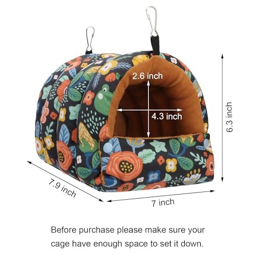 Wontee Bird Nest House Winter Warm Snuggle Hut Bird Bed Hanging Hammock for Parrots Budgies Parakeets Caique Senegal Cockatiels Conures (Medium, Black) - color: Black, size: Medium