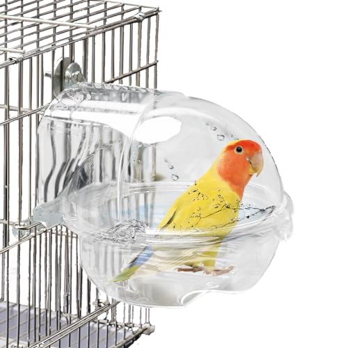 kathson Bird Bath Box for Cage Parakeet Bath Tub Parrot Hanging Bathtub Cube No-Leakage Birds Bath Shower Box Bowl Cage Accessory for Small Birds Lovebird Canary Cockatiel, Acrylic Clear(Transparent) - size: 【White：1PcsType2】