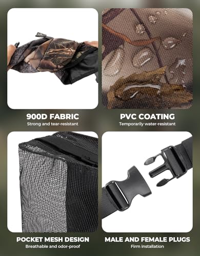 KEMIMOTO Dove Hunting Belt, Tactical Shell Pouch Dove Belt | Shoulder Strap, Breathable Design & 4 Pouches for Tools, Accessories and Gear, Ideal for Hunting, Fishing & Dog Training - color: Camo
