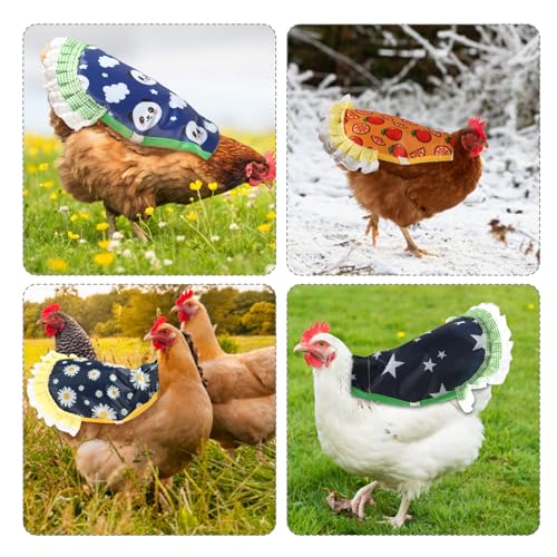 9pcs Chicken Saddle for Hens, Chicken Aprons for Hens Waterproof Printed Hen Saddle Chicken Vest Jacket Clothes for Poultry Back Feather Protection Protector Supplies Fits Small Medium Hen Accessories