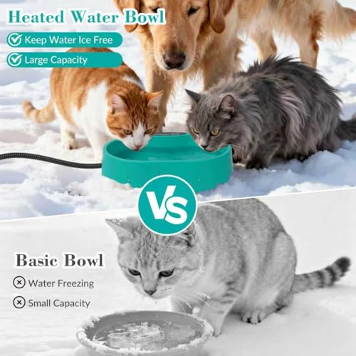 Large Heated Water Bowl for Dogs & Cats Outside, 3.7L Heated Dog Bowl | Heated Dog Water Bowl for Birds,Chicken Water Heater -Keep Water Warm in Winter,35W Thermostatic Control and Anti Chew Cord - size: Oval 3.7 Litres