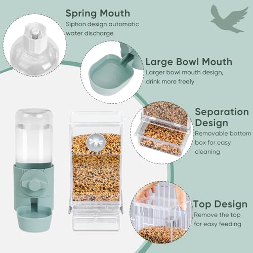 lemtrflo No Mess Bird Feeder Water Dispenser Set, Bird Feeder for Cage | Cage Accessories for Parrot, Finches, Budgies and Canaries - color: blue