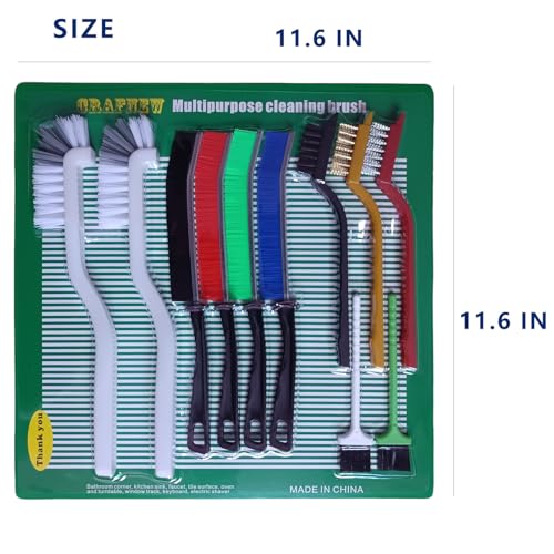 CRAFNEW 11Pcs Crevice Cleaning Brush Set, Hard Bristle Gap Cleaner Brushes | Ideal for deep cleaning gaps, kitchens, sinks, bathrooms, tight spaces, corners, bottles, cups, teapots
