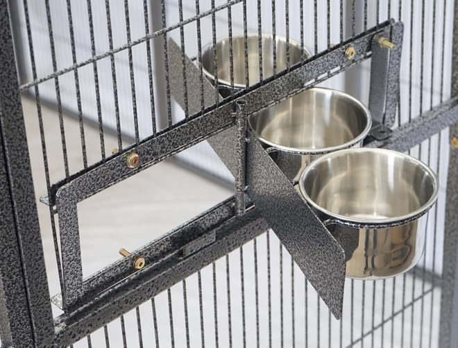 SENY Heavy Duty Large Walk-in Bird Aviary Cage, 79H x 86W x 62D inches, for Parrots, Macaws, Cockatoos, Reptiles, Dogs, Birds Flight Cage. (Silver Black, Wire Size: 0.20") - color: Silver Black, size: Wire Size: 0.20"
