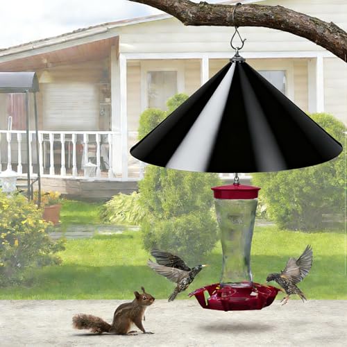 Squirrel Baffle for Bird Feeder Pole - 19 Inch for Protects Hanging Feeders (1 Pack, Black) - color: Black Hook