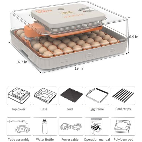 56-Egg Incubator, Automatic Egg Turner with LED Candler, Smart Temperature & Humidity Control, Automatic Water Refill, 360° Clear View, Airflow Circulation – Chicken, Duck, Quail, Bird Egg Hatcher