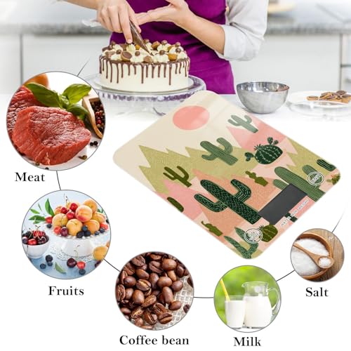 Food Scale Kitchen Scale Food Weight Scales Digital Weight Grams and Ounces Small Electronic Food Scale for Baking Cooking Boho Cacti Mountains Sun - color: Boho Cacti Mountains Sun