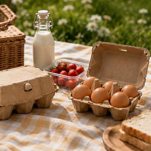 40 Pack Egg Cartons Cheap Bulk, 6 Count Egg Storage Containers Holder, Sturdy Natural Pulp Material Perfect for Storing Extra Eggs - color: 6 Count, 40 Pack