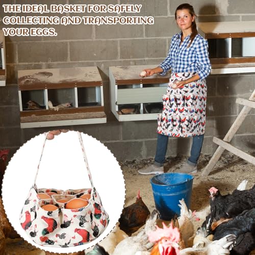 15 Pouches Chicken Egg Apron 7 Pouch Chicken Egg Basket | Women Apron For Collecting Fruit Duck And Goose Eggs Storage Bag For Christmas Autumn Gift Home Farms Decor Sturdy Canvas - style: Classic