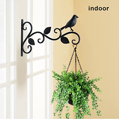 JIALAI HOME Hanging Plants Bracket 12" Bird Planter Outdoor Hooks Hangers for Flower Baskets Pot Bird Feeder Wind Chimes Lanterns Patio Garden Outdoor Indoor Metal Black, 2 Pack - style: Bird