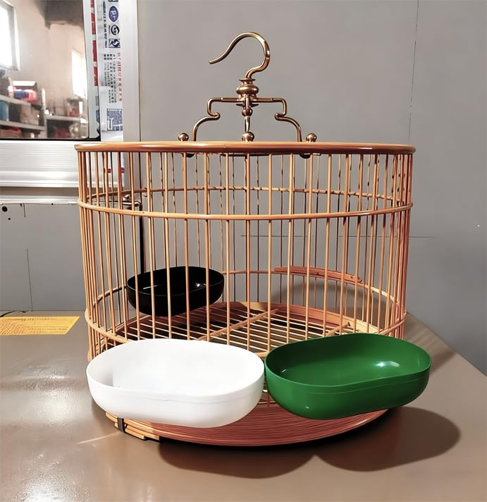4 Pack Seed Food Feeding Cup, Bird Cage Plastic Seed Water Feeder Cups, Small Bird Plastic Feeder for Parrot Parakeet Budgie Gamefowl Poultry Pigeon