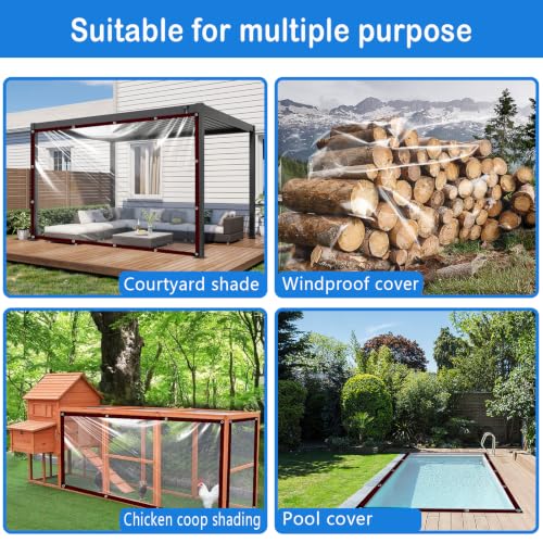 Clear Tarps Heavy Duty Waterproof 5x6ft Plastic tarps for Chicken Coop | With grommets，Transparent，Anti-Tear，Porch cover - size: 5x6ft