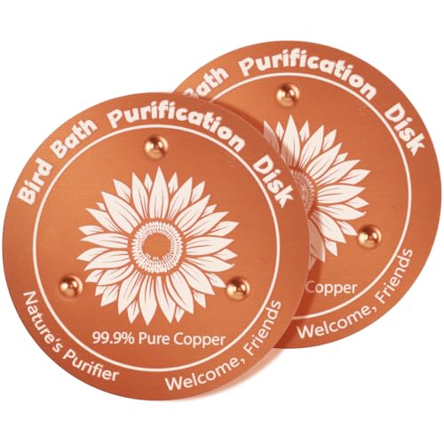 2 Pcs Copper Bird Bath Disc, Solid Copper Disk for Bird Bath, Sunflower Bird Bath Copper Disk, Natural Water Purifier for Outside Bird Bath All-Season - color: Sunflower