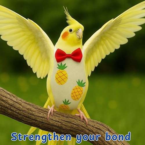 Pigeon Diaper Harness and Bird Leash Set, Birds Diapers for Pigeons and Stretch Leash Pigeon Harnesses, Diapers for Cockatiel Parrot Parakeet, Macaw Harness and Leashes, Pants (M-Yellow)