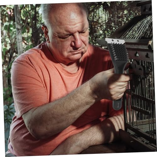 Long Handle Bird Cage Cleaning Brush Stainless Steel Droppings Removal Tool for Bird Cages Multi-Function Accessory