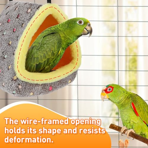 MEWTOGO Large Winter Warm Bird Nest for Cage - Comfortable Birds Bed with Support Plate, Hanging Shed Hideaway Hammock Hut Gift for Macaws African Grey Amazon Parrots - size: Large