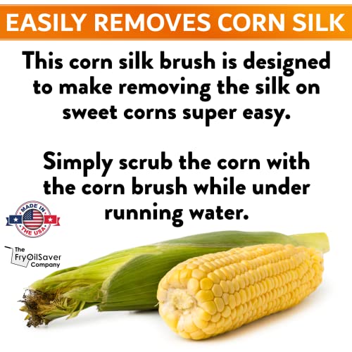 FryOilSaver Corn Silk Remover Brush - Food-Grade, Made in USA | Desilking Brush for Corn, Quick & Easy Cleaning in Seconds, Removes Dirt & Silk, Coconut Fiber Bristles by FryOilSaver B239C