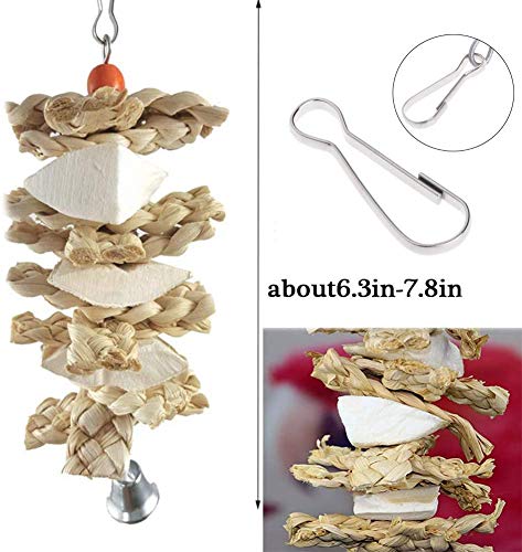 Hamiledyi Parrot Toys Chewing Bird Toy Cuttle Bone Beak Grinding Cage Hanging Bell Toys for African Greys Amazon Conure Eclectus Budgies Parakeet Cockatiel Hamster Chinchilla Rabbit 3 Pack