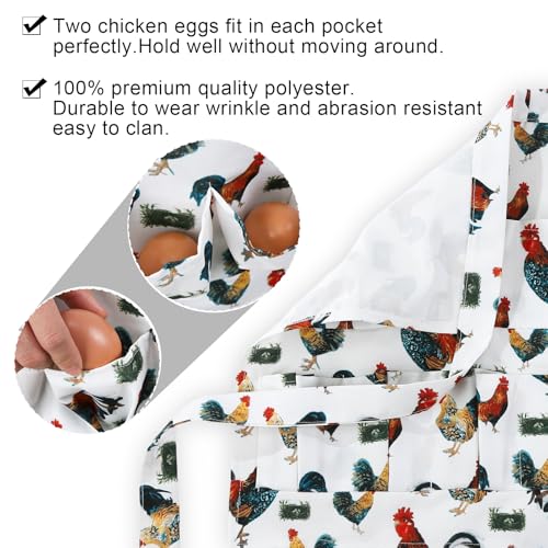 Egg Collecting Apron, 12 Pouches Chicken Egg Apron | Farmhouse Aprons for Chicken, Duck, Goose, Poultry Collection - color: Grass-nest Chicken, size: 49*52cm